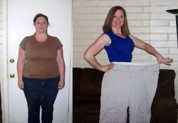 Mulher antes e depois de uma dieta alimentar